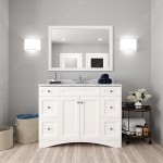 Elise 48" Single Bath Vanity in White with White Marble Top and Square Sink and Matching Mirror