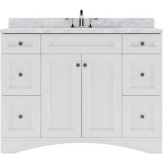 Elise 48" Single Bath Vanity in White with White Marble Top and Square Sink