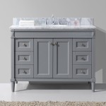 Tiffany 48" Single Bath Vanity in Gray with White Marble Top and Round Sink with Brushed Nickel Faucet