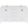 Caroline Avenue 60" Double Bath Vanity in White with White Quartz Top and Square Sinks