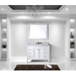 Tiffany 48" Single Bath Vanity in White with White Marble Top and Round Sink and Matching Mirror