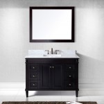 Tiffany 48" Single Bath Vanity in Espresso with White Marble Top and Square Sink and Matching Mirror