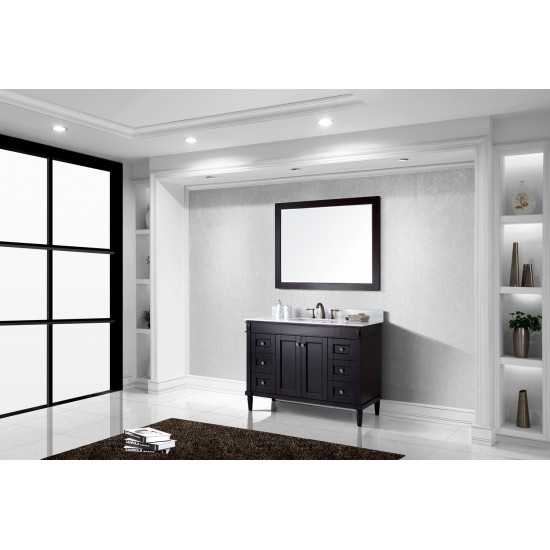 Tiffany 48" Single Bath Vanity in Espresso with White Marble Top and Square Sink and Matching Mirror