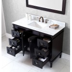 Tiffany 48" Single Bath Vanity in Espresso with White Marble Top and Square Sink and Matching Mirror