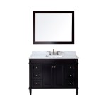 Tiffany 48" Single Bath Vanity in Espresso with White Marble Top and Square Sink with Brushed Nickel Faucet and Matching Mirr