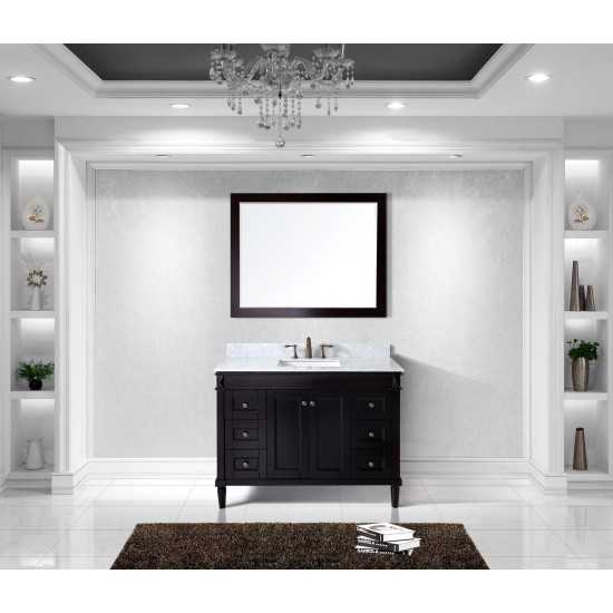 Tiffany 48" Single Bath Vanity in Espresso with White Marble Top and Square Sink