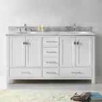 Caroline Avenue 60" Double Bath Vanity in White with White Marble Top and Round Sinks