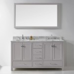 Caroline Avenue 60" Double Bath Vanity in Cashmere Gray with White Marble Top and Square Sinks with Brushed Nickel Faucets