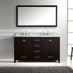 Caroline Avenue 60" Double Bath Vanity in Espresso with White Marble Top and Square Sinks and Matching Mirror