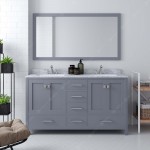 Caroline Avenue 60" Double Bath Vanity in Gray with White Marble Top and Square Sinks