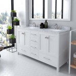 Caroline Avenue 60" Double Bath Vanity in White with White Marble Top and Square Sinks