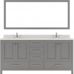 Caroline Avenue 72" Double Bath Vanity in Cashmere Gray with White Quartz Top and Round Sinks and Matching Mirror