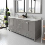 Caroline Avenue 72" Double Bath Vanity in Cashmere Gray with White Quartz Top and Round Sinks and Matching Mirror