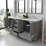 Caroline Avenue 72" Double Vanity in Cashmere Gray with White Quartz Top and Round Sinks with Polished Chrome Faucets and Mir