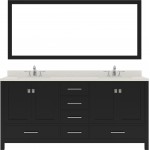 Caroline Avenue 72" Double Bath Vanity in Espresso with White Quartz Top and Round Sinks and Matching Mirror