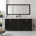 Caroline Avenue 72" Double Bath Vanity in Espresso with White Quartz Top and Round Sinks with Brushed Nickel Faucets and Mirr