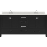 Caroline Avenue 72" Double Bath Vanity in Espresso with White Quartz Top and Round Sinks