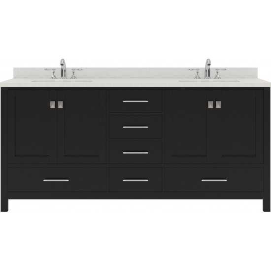 Caroline Avenue 72" Double Bath Vanity in Espresso with White Quartz Top and Round Sinks