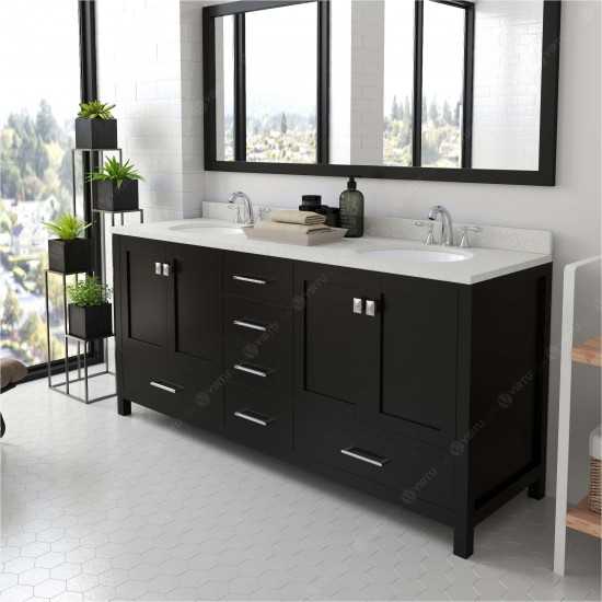 Caroline Avenue 72" Double Bath Vanity in Espresso with White Quartz Top and Round Sinks