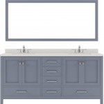 Caroline Avenue 72" Double Bath Vanity in Gray with White Quartz Top and Round Sinks and Matching Mirror