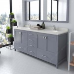 Caroline Avenue 72" Double Bath Vanity in Gray with White Quartz Top and Round Sinks and Matching Mirror