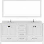 Caroline Avenue 72" Double Bath Vanity in White with White Quartz Top and Round Sinks and Matching Mirror