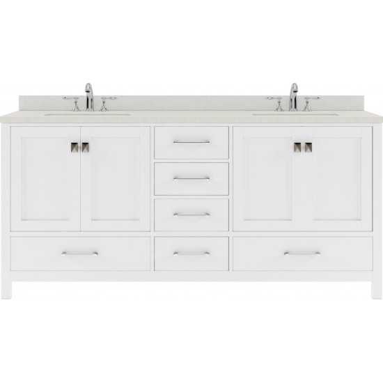 Caroline Avenue 72" Double Bath Vanity in White with White Quartz Top and Round Sinks