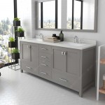 Caroline Avenue 72" Double Bath Vanity in Cashmere Gray with White Quartz Top and Square Sinks and Matching Mirror