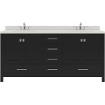 Caroline Avenue 72" Double Bath Vanity in Espresso with White Quartz Top and Square Sinks