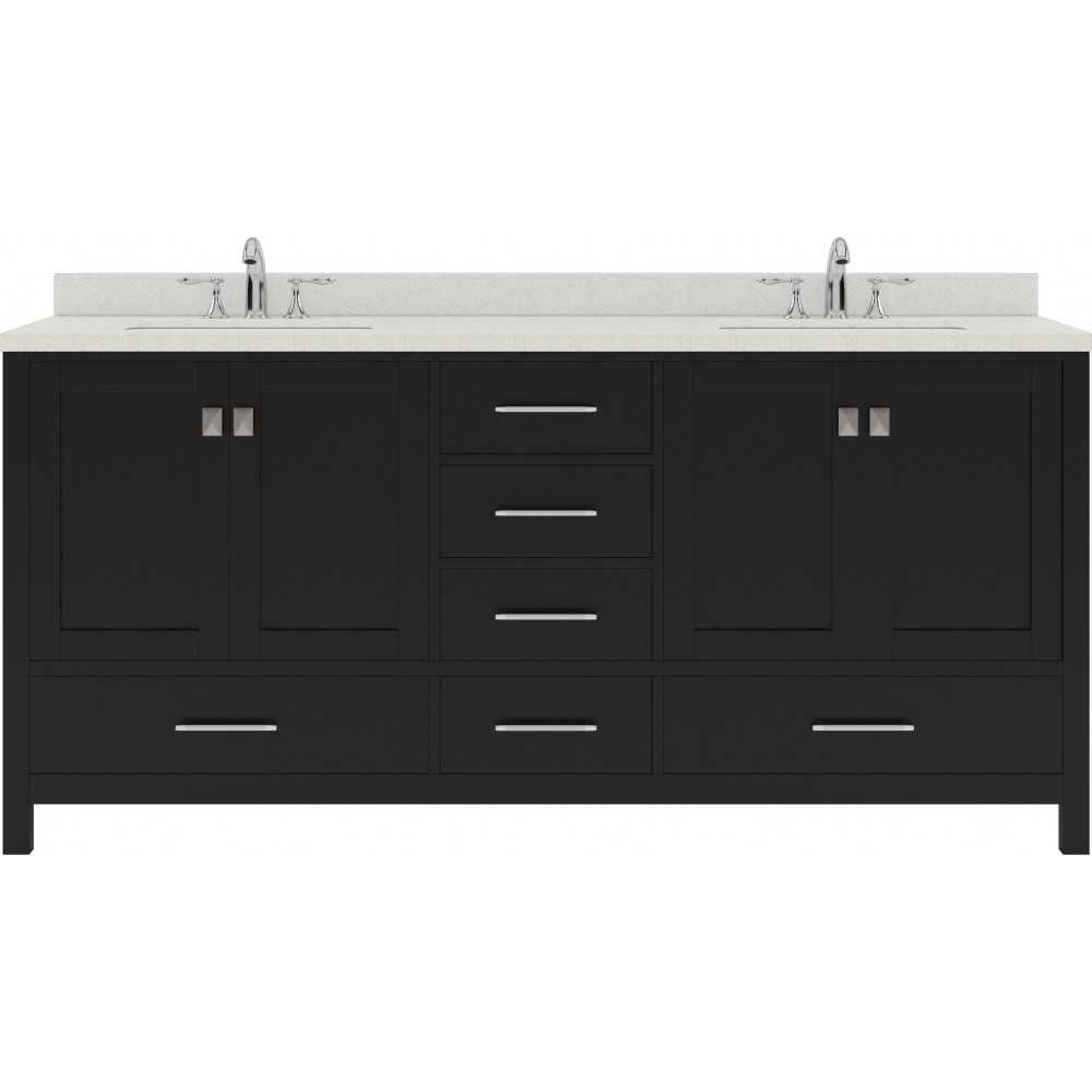 Caroline Avenue 72" Double Bath Vanity in Espresso with White Quartz Top and Square Sinks