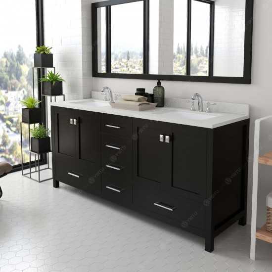 Caroline Avenue 72" Double Bath Vanity in Espresso with White Quartz Top and Square Sinks