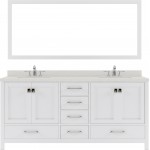 Caroline Avenue 72" Double Bath Vanity in White with White Quartz Top and Square Sinks and Matching Mirror