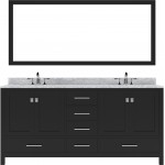 Caroline Avenue 72" Double Bath Vanity in Espresso with White Marble Top and Round Sinks with Brushed Nickel Faucets and Mirr