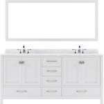 Caroline Avenue 72" Double Bath Vanity in White with White Marble Top and Round Sinks and Matching Mirror