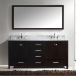 Caroline Avenue 72" Double Bath Vanity in Espresso with White Marble Top and Square Sinks and Matching Mirror