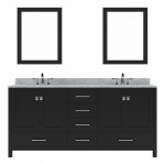 Caroline Avenue 72" Double Bath Vanity in Espresso with White Marble Top and Square Sinks and Matching Mirror