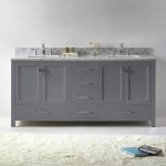 Caroline Avenue 72" Double Bath Vanity in Gray with White Marble Top and Square Sinks