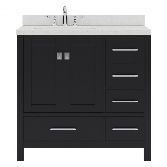 Caroline Avenue 24" Single Bath Vanity in Espresso with White Quartz Top and Round Sink