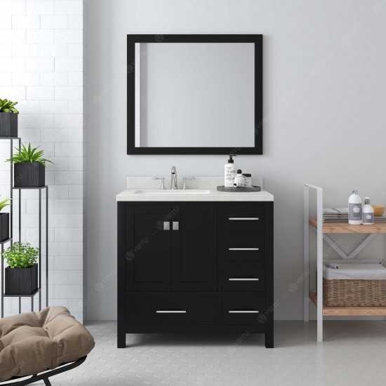 Caroline Avenue 24" Single Bath Vanity in Espresso with White Quartz Top and Round Sink