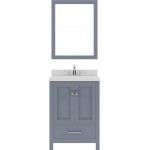 Caroline Avenue 24" Single Bath Vanity in Gray with White Quartz Top and Round Sink and Matching Mirror