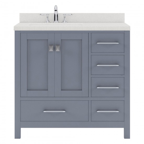 Caroline Avenue 24" Single Bath Vanity in Gray with White Quartz Top and Round Sink