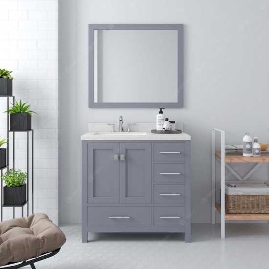 Caroline Avenue 24" Single Bath Vanity in Gray with White Quartz Top and Round Sink