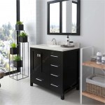 Caroline Avenue 24" Single Bath Vanity in Espresso with White Quartz Top and Square Sink and Matching Mirror