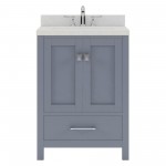 Caroline Avenue 24" Single Bath Vanity in Gray with White Quartz Top and Square Sink