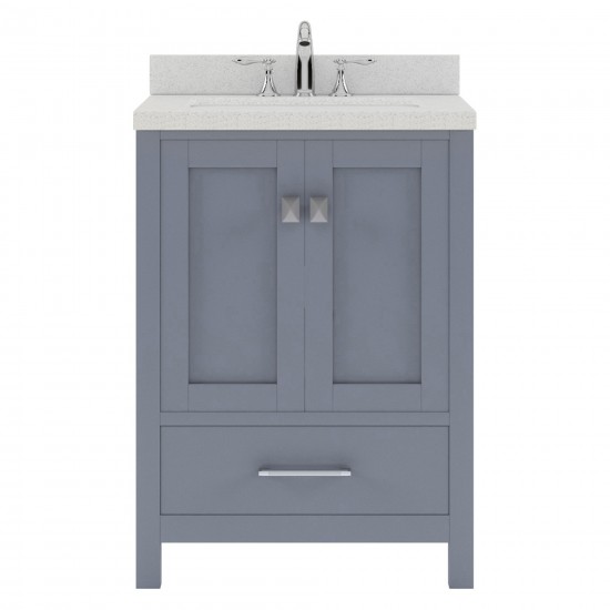 Caroline Avenue 24" Single Bath Vanity in Gray with White Quartz Top and Square Sink