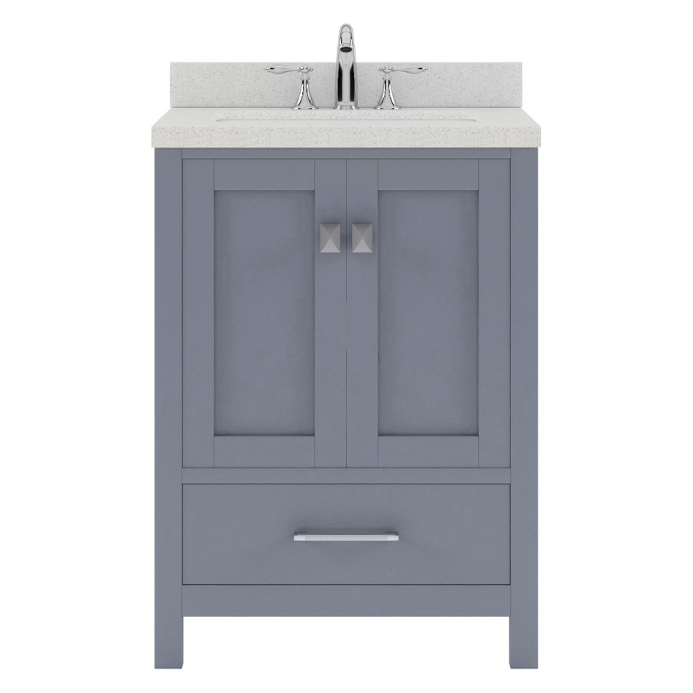 Caroline Avenue 24" Single Bath Vanity in Gray with White Quartz Top and Square Sink