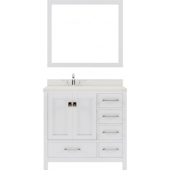 Caroline Avenue 24" Single Bath Vanity in White with White Quartz Top and Square Sink and Matching Mirror