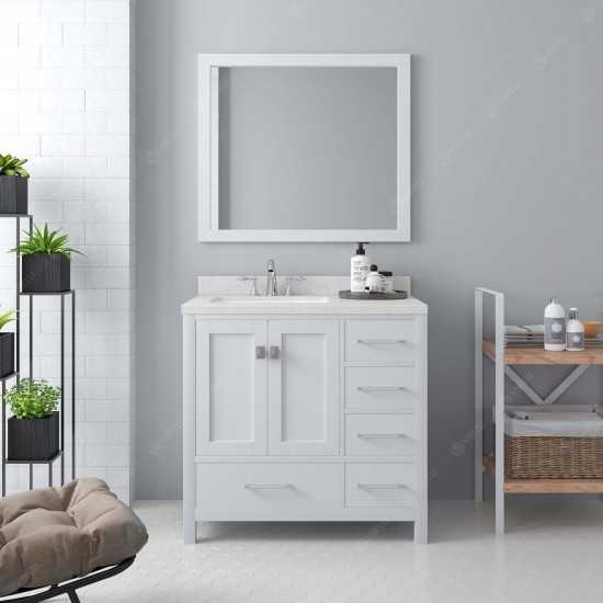 Caroline Avenue 24" Single Bath Vanity in White with White Quartz Top and Square Sink and Matching Mirror