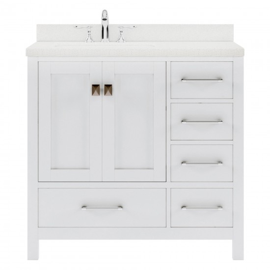 Caroline Avenue 24" Single Bath Vanity in White with White Quartz Top and Square Sink