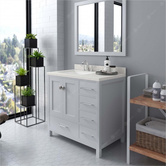 Caroline Avenue 24" Single Bath Vanity in White with White Quartz Top and Square Sink